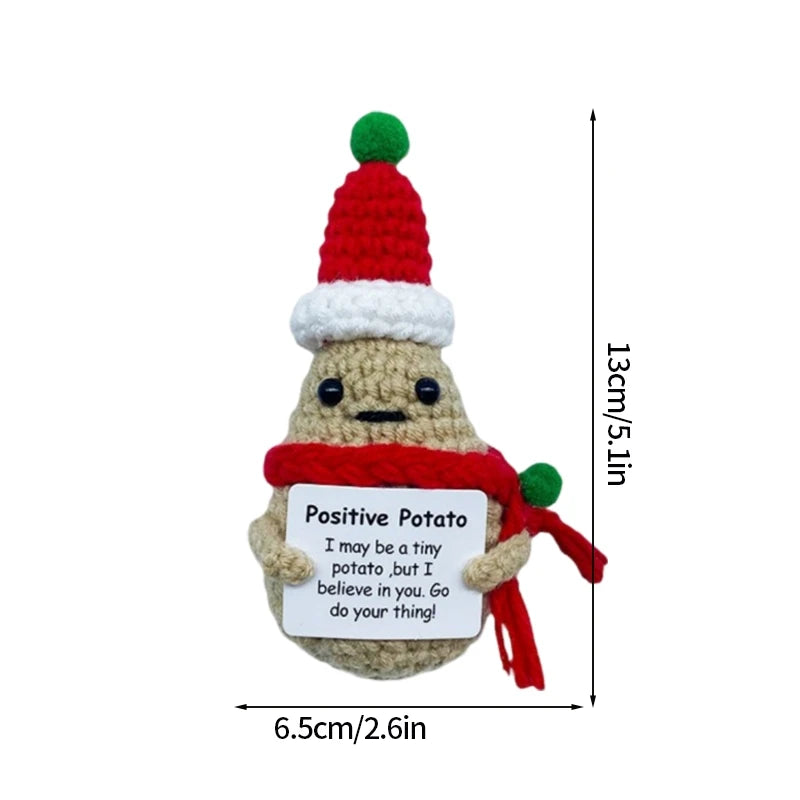 Positive Crochet Doll with Affirmation Card Funny Handmade Creative Gift Ornaments DIY Crochet Kit with Yarn for Birthday