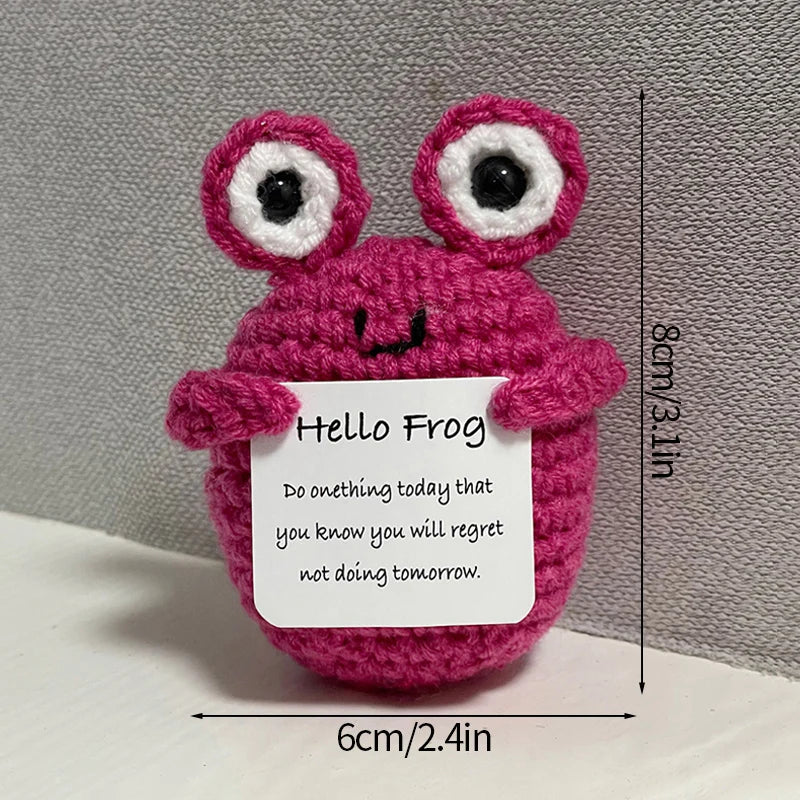 Positive Crochet Doll with Affirmation Card Funny Handmade Creative Gift Ornaments DIY Crochet Kit with Yarn for Birthday