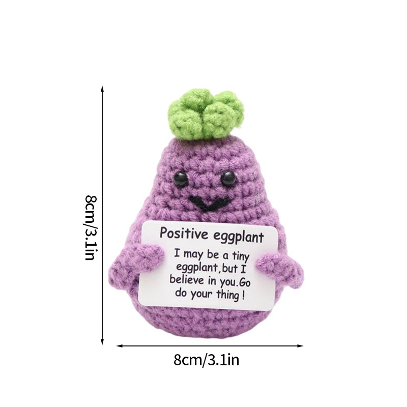 Positive Crochet Doll with Affirmation Card Funny Handmade Creative Gift Ornaments DIY Crochet Kit with Yarn for Birthday