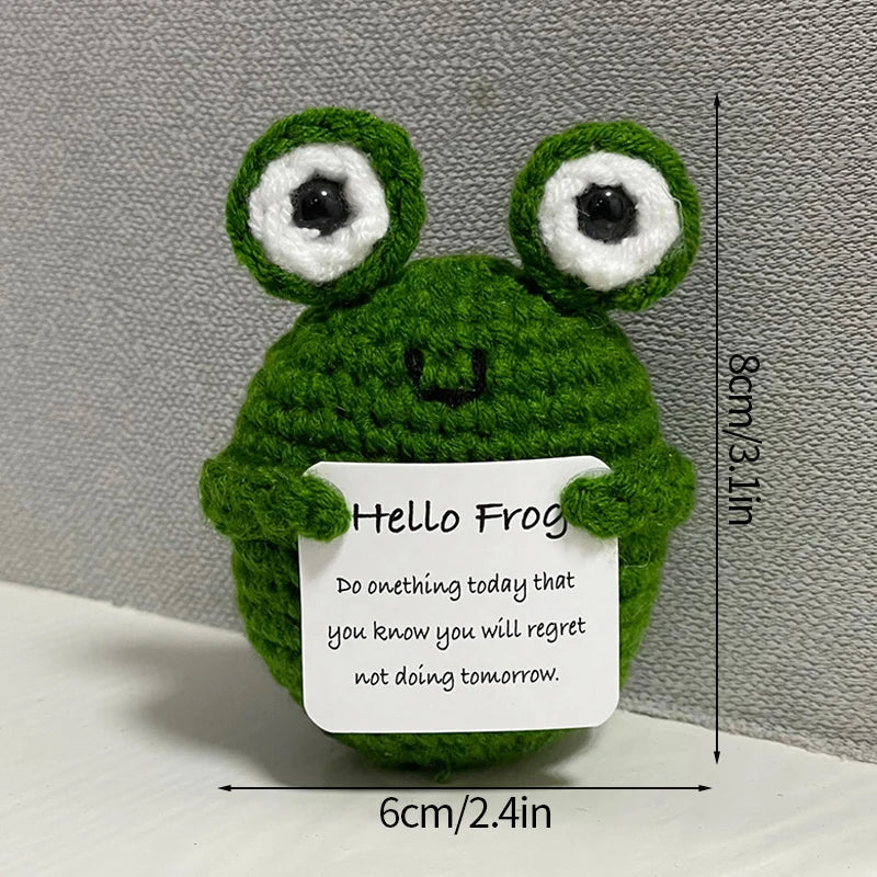 Positive Crochet Doll with Affirmation Card Funny Handmade Creative Gift Ornaments DIY Crochet Kit with Yarn for Birthday