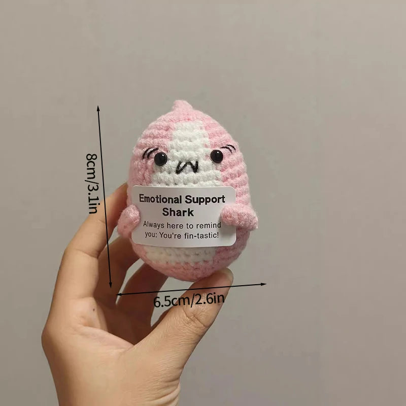 Positive Crochet Doll with Affirmation Card Funny Handmade Creative Gift Ornaments DIY Crochet Kit with Yarn for Birthday